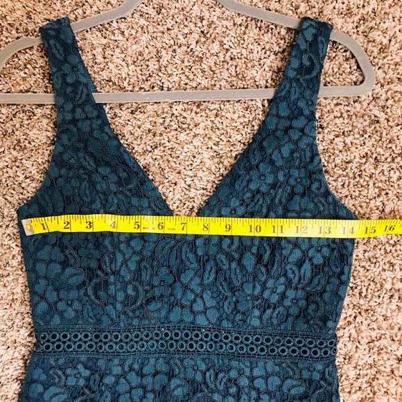 Bardot Blue Midi Length Cocktail Lace Dress - Picture 13 of 15